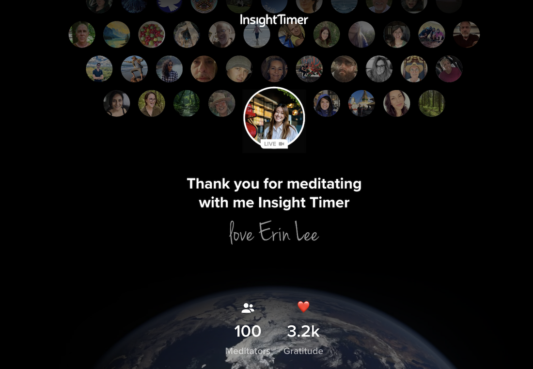 Take A Pause Live community on Insight Timer with Erin Lee