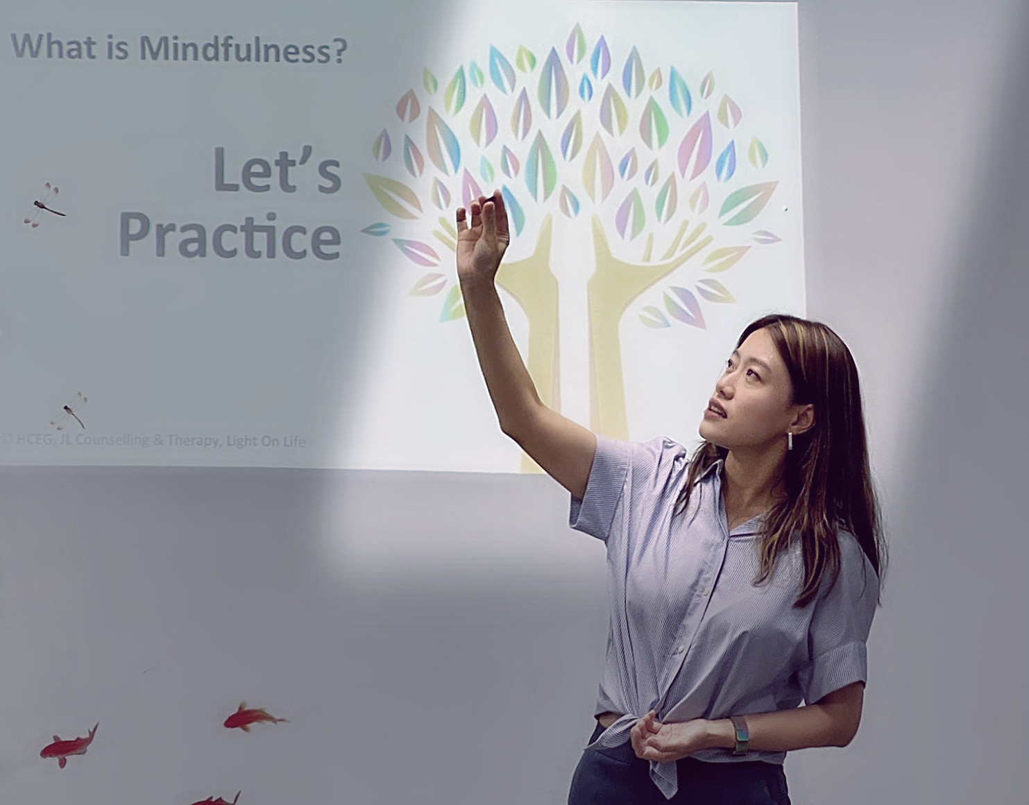 Erin teaching a mindfulness session